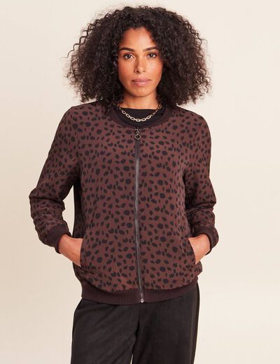 Gilet r&eacute;versible manches longues marron fonc&eacute; femme
