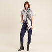 Pantalon coupe droite à coulisse bleu marine femme