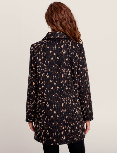 Manteau droit col à revers noir femme