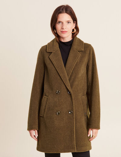 Manteau boutonnage croisé marron foncé femme