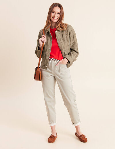 Pantalon coupe mom 7/8&egrave;me vert femme