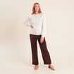 Pull col tunisien ecru femme