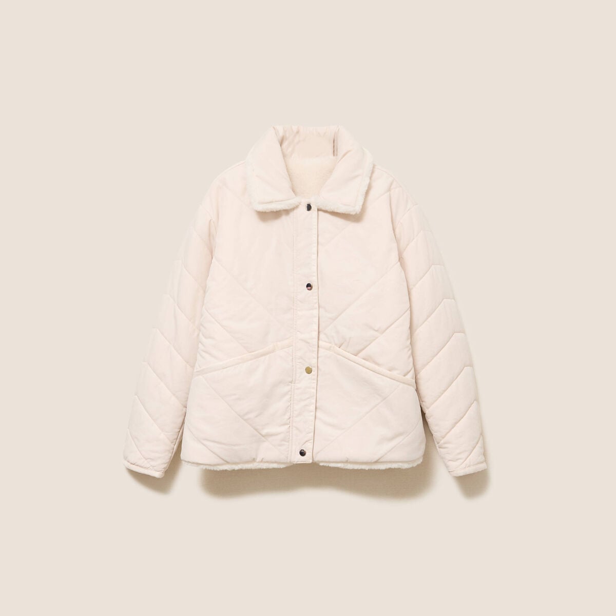 Doudoune r&eacute;versible aspect polaire ivoire femme