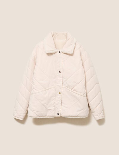 Doudoune r&eacute;versible aspect polaire ivoire femme