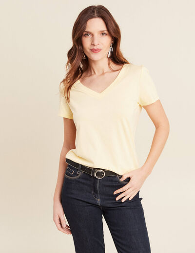 T-shirt manches courtes jaune clair femme