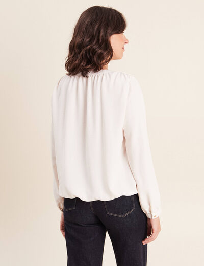Chemise ample effet boule doubl&eacute;e ivoire femme