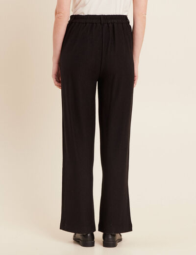 Pantalon tricot large noir femme
