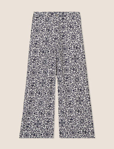 Pantalon 7/8ème taille haute bleu marine femme