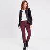 Pantalon ajusté taille basculée bordeaux femme