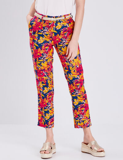 Pantalon à ceinture multicolore femme