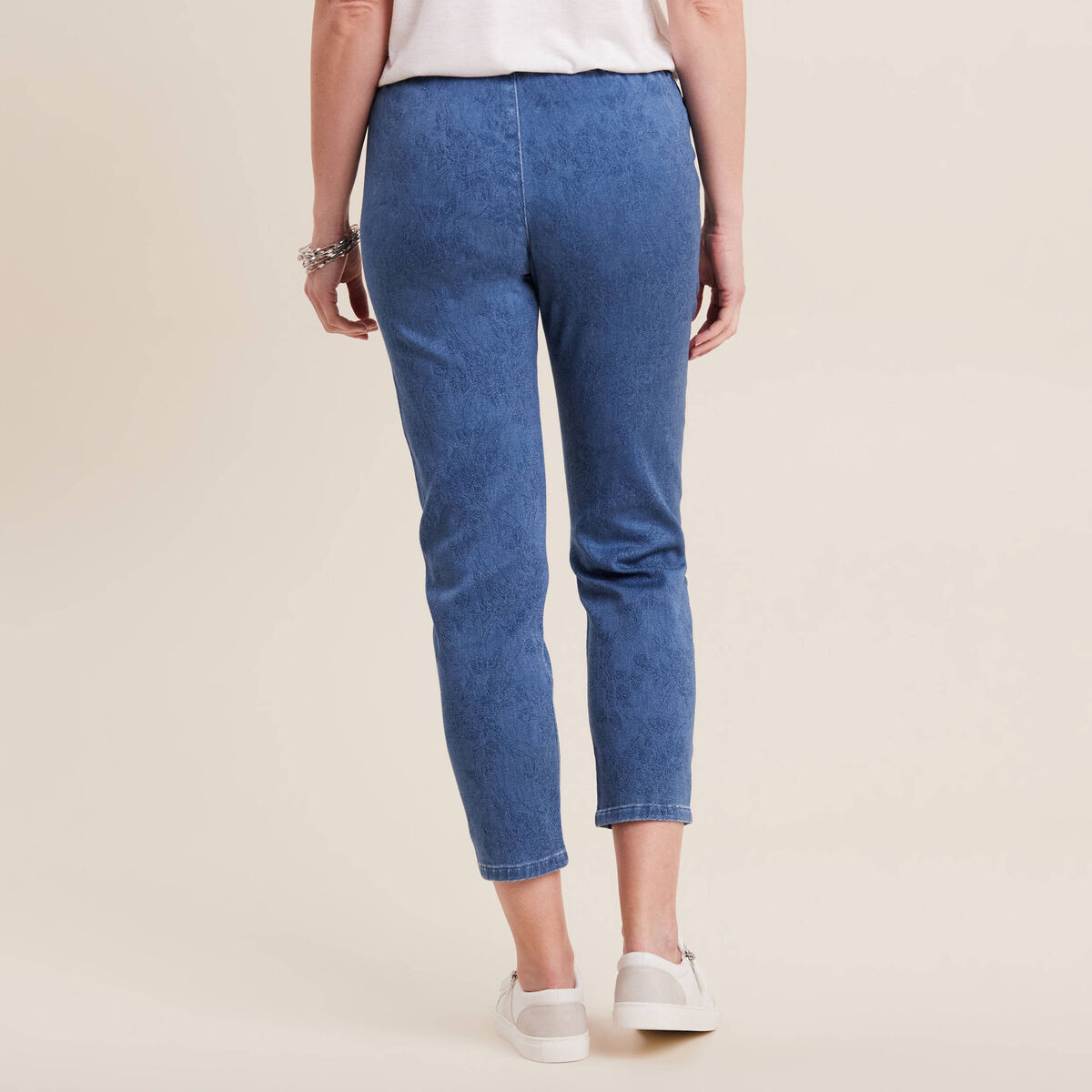 Jean carotte taille élastiquée bleu ciel femme