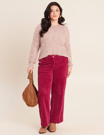 Pull col rond beige femme