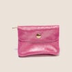 Porte-monnaie en cro&ucirc;te de cuir rose fushia femme