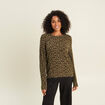 Pull droit col rond manches longues vert femme