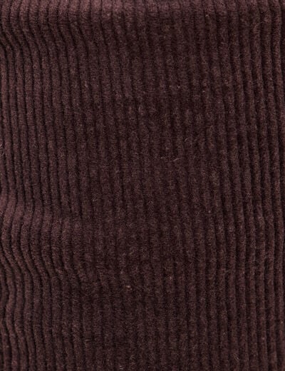 Pantalon large velours c&ocirc;tel&eacute; marron fonc&eacute; femme