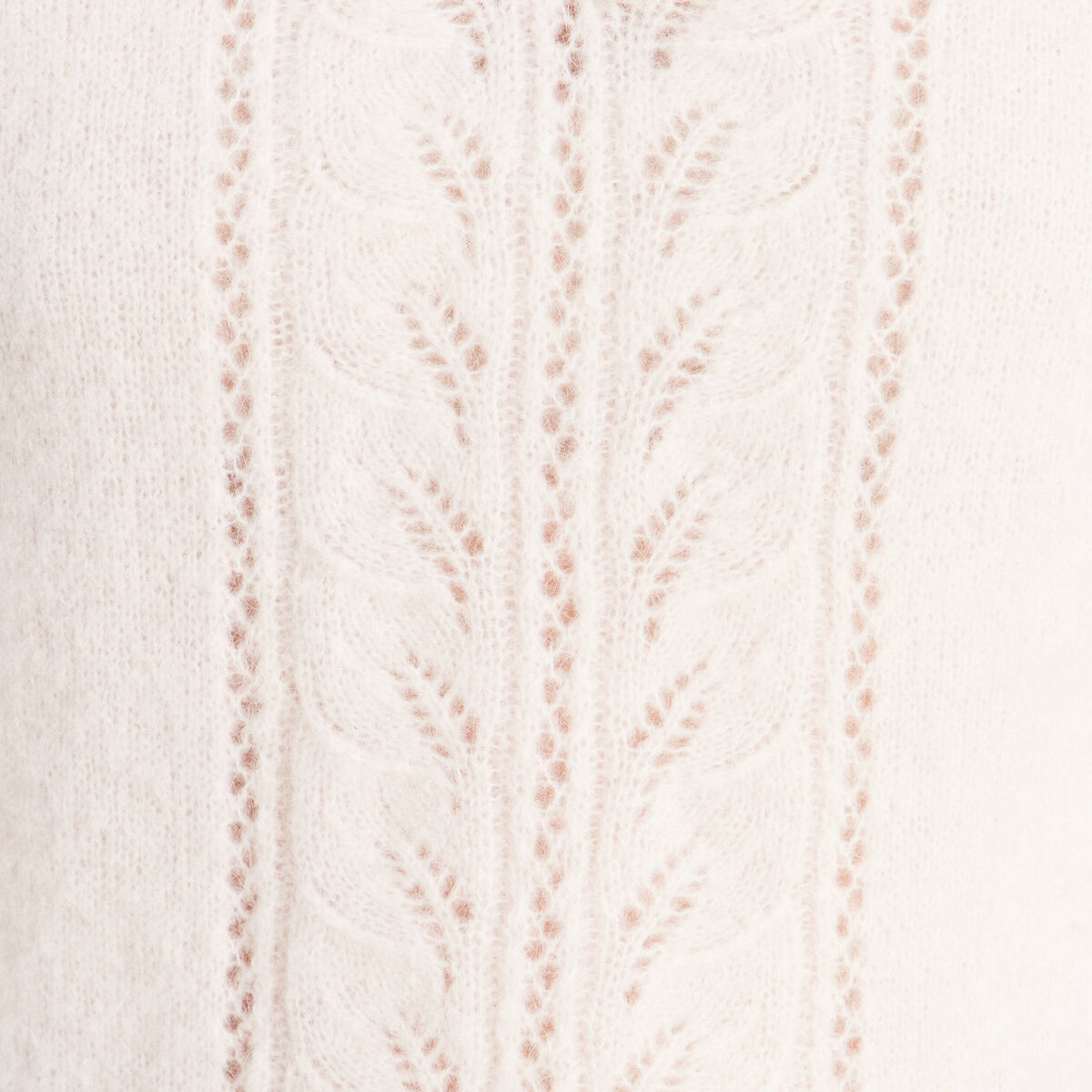 Pull col tunisien ecru femme
