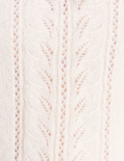 Pull col tunisien ecru femme