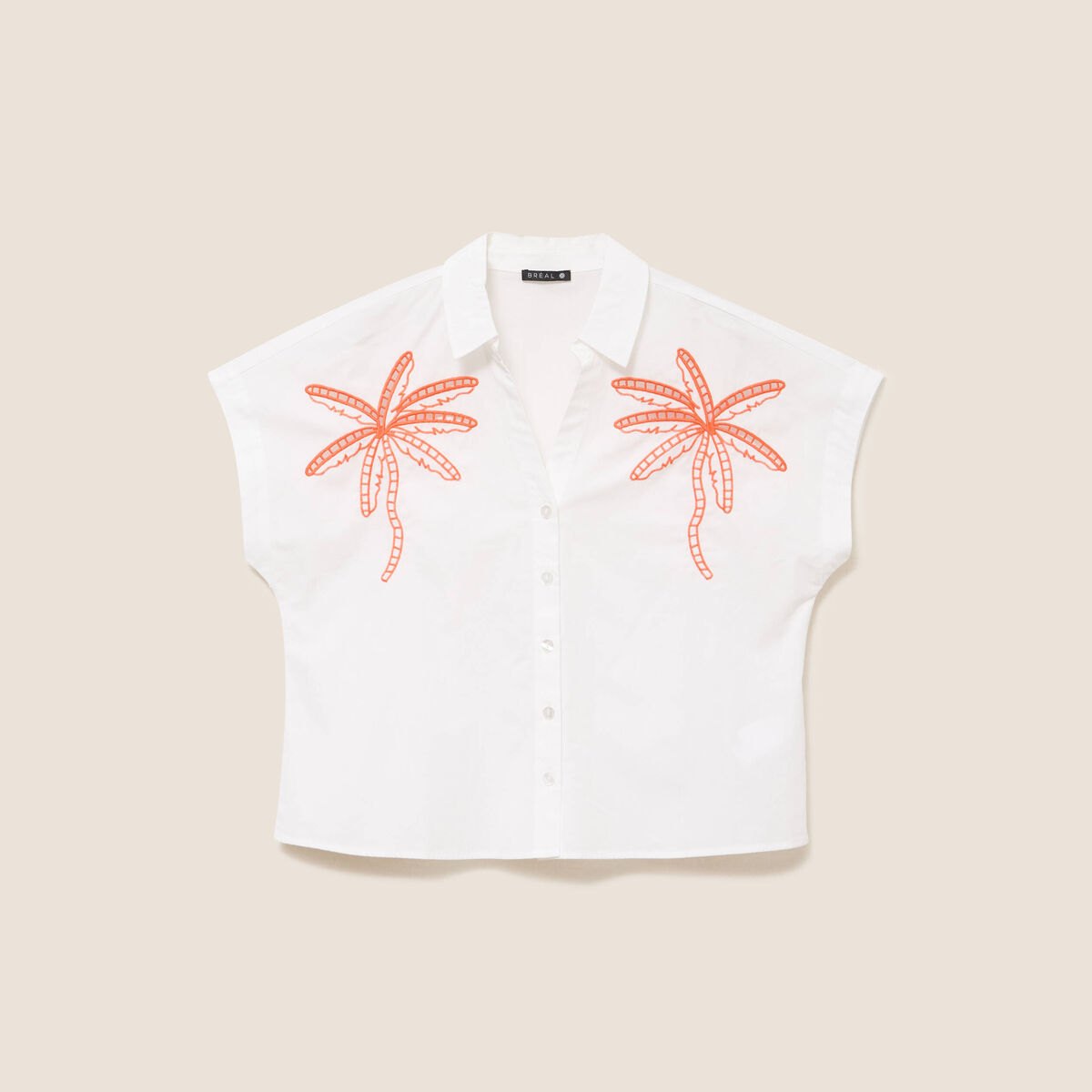 Chemise col chemise manches courtes blanc femme