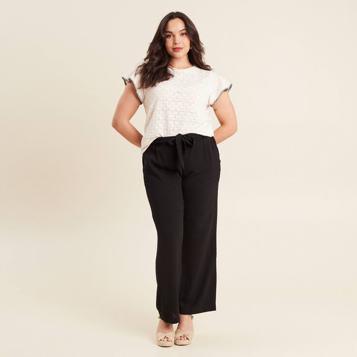 T-shirt manches courtes ecru femme