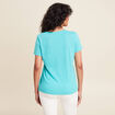 T-shirt manches courtes col en V bleu turquoise femme