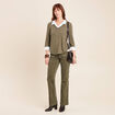 Pantalon bootcut taille haute velours vert kaki femme