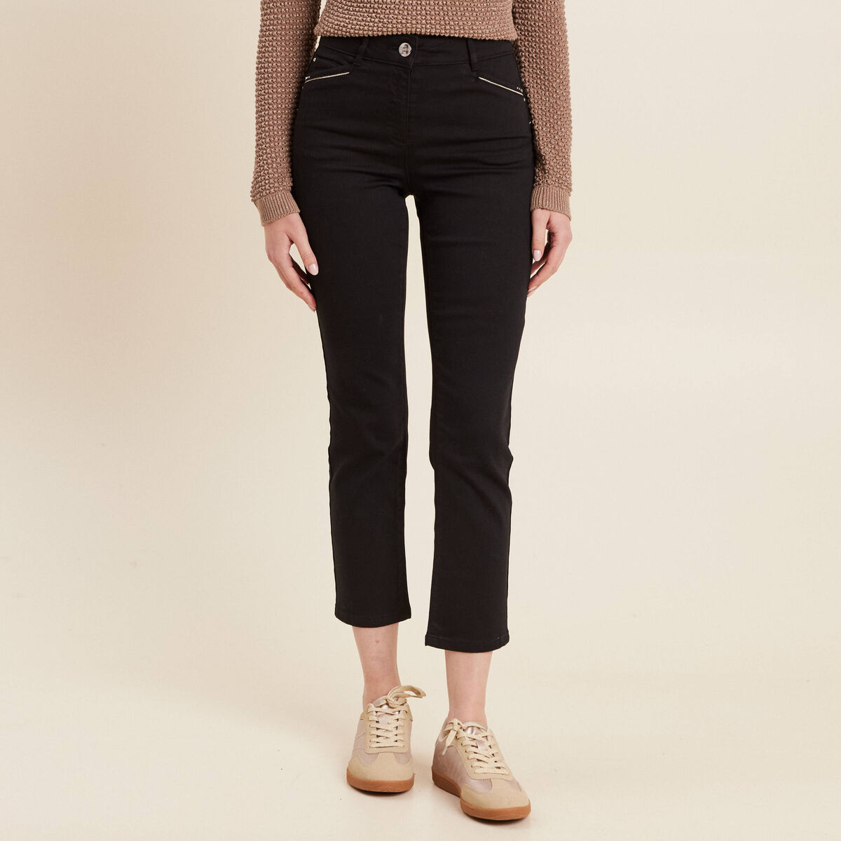 Pantalon droit 5 poches noir femme