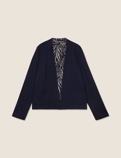 Veste droite réversible bleu foncé femme