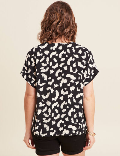 Blouse fluide manches courtes noir femme