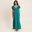 Robe longue droite fluide vert canard femme