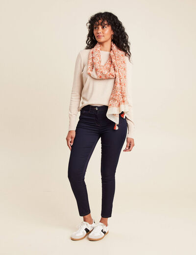 Pull col rond bas resserré couleur or femme