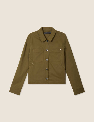 Veste boutonnée vert olive femme
