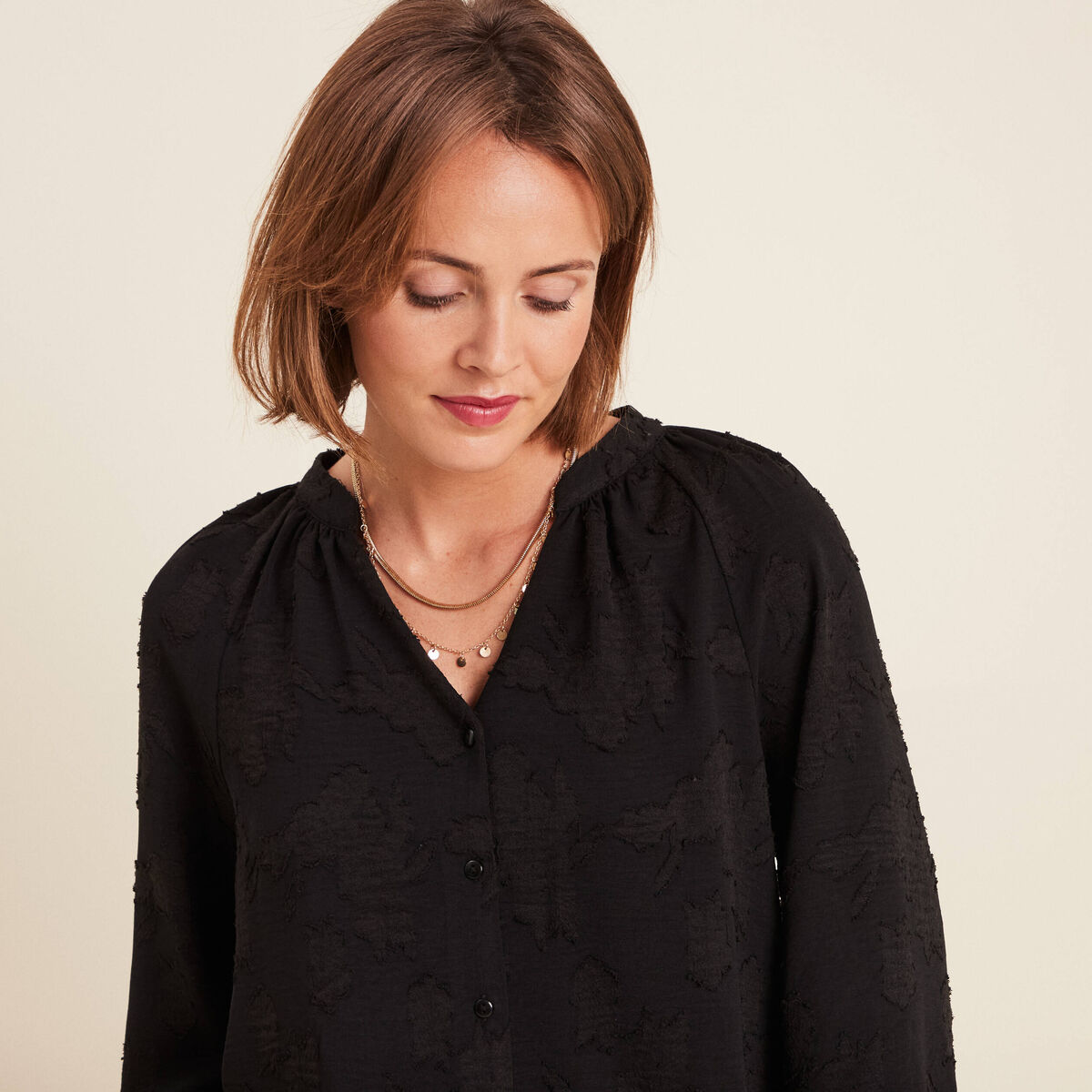 Blouse manches longues noir femme