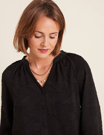 Blouse manches longues noir femme