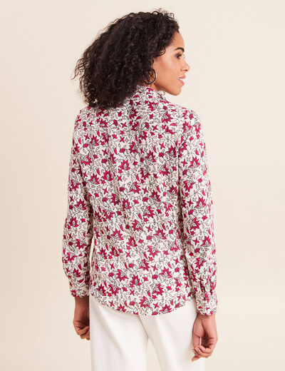 Chemise cintr&eacute;e manches longues fluide rose femme