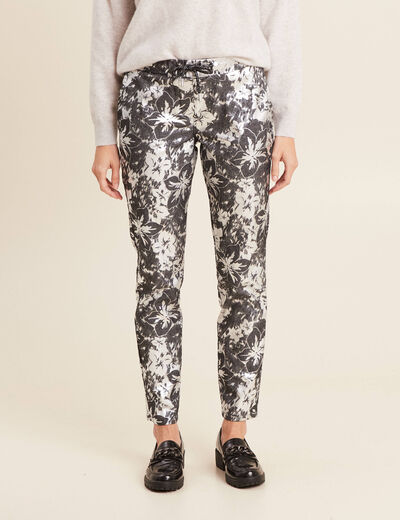 Pantalon ajusté à coulisse noir femme