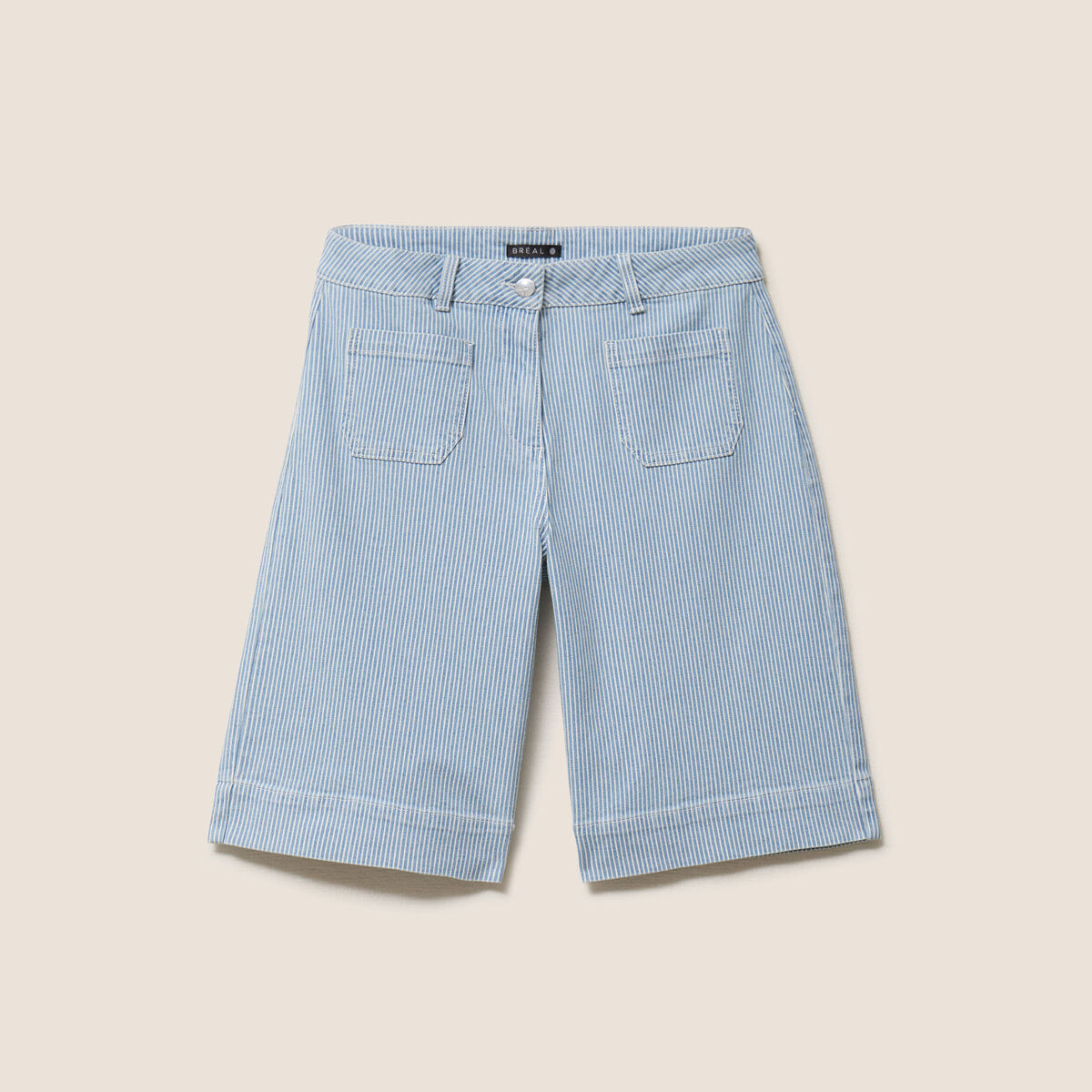 Bermuda casual taille haute bleu femme