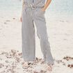 Pantalon large taille haute bleu foncé femme