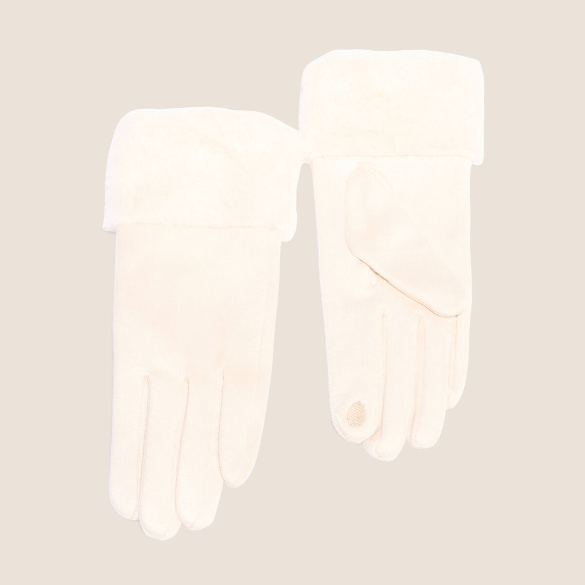 Gants en fausse fourrure sable femme