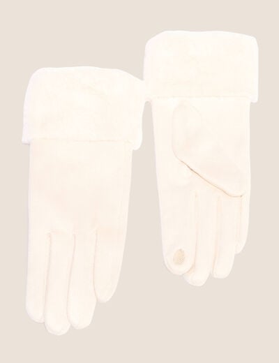 Gants en fausse fourrure sable femme