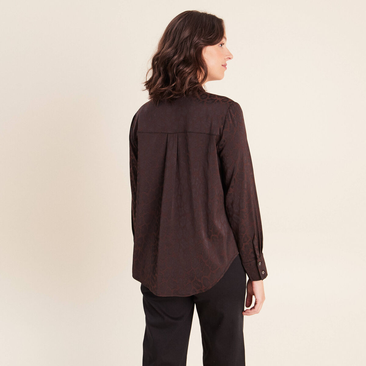 Chemise manches longues marron femme