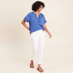 Blouse col v manches courtes bleu roi femme
