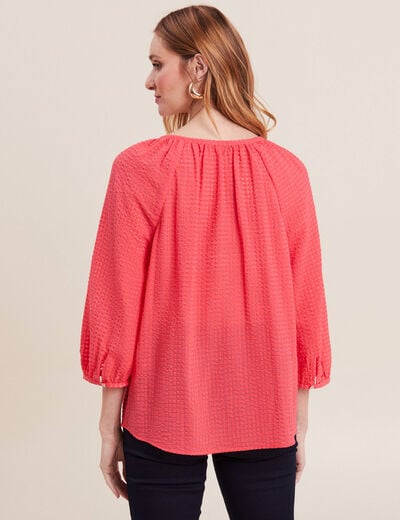 Blouse manches 3/4 rose cerise femme