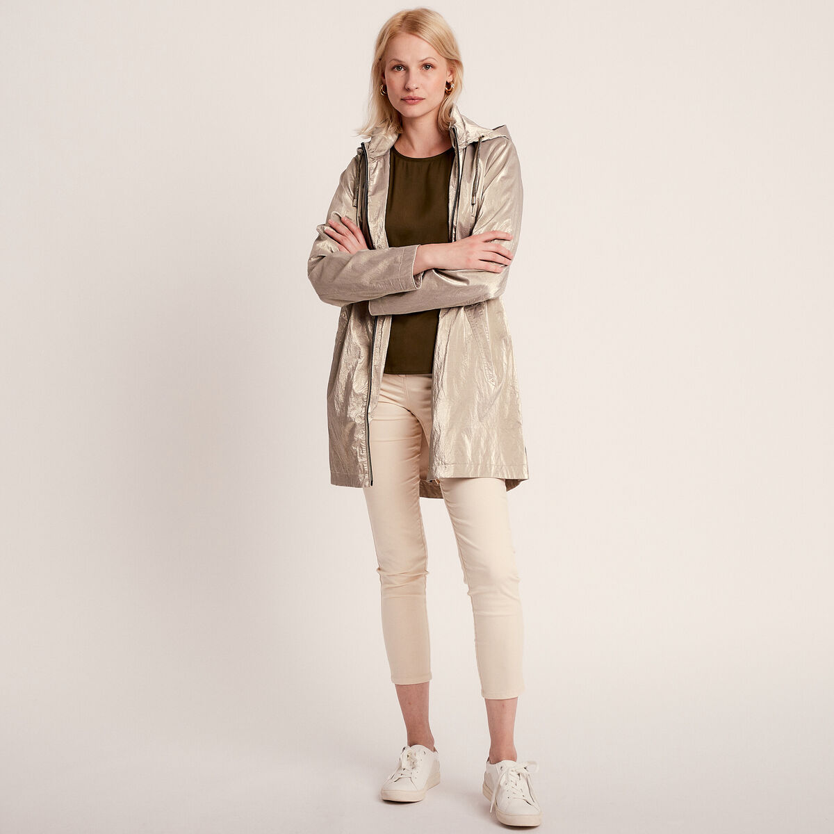 Pantalon ajusté ivoire femme