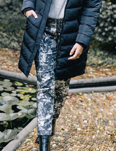 Pantalon ajusté à coulisse noir femme