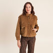 Veste ample col montant doubl&eacute;e marron fonc&eacute; femme