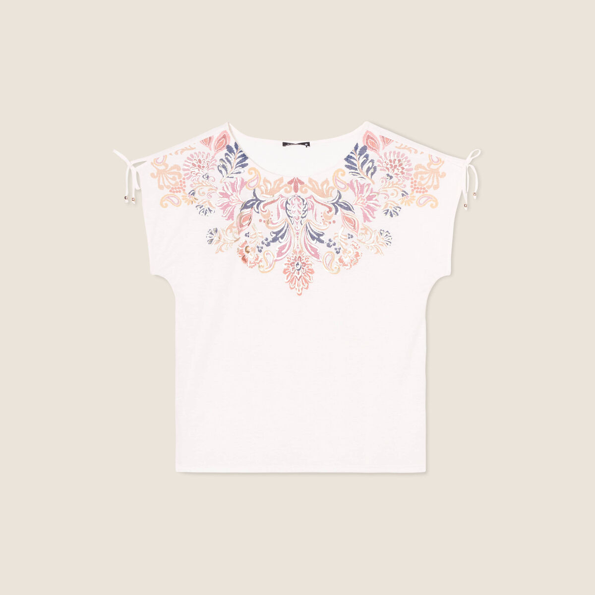 T-shirt manches courtes ecru femme