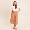 Jupe longue &eacute;vas&eacute;e beige femme