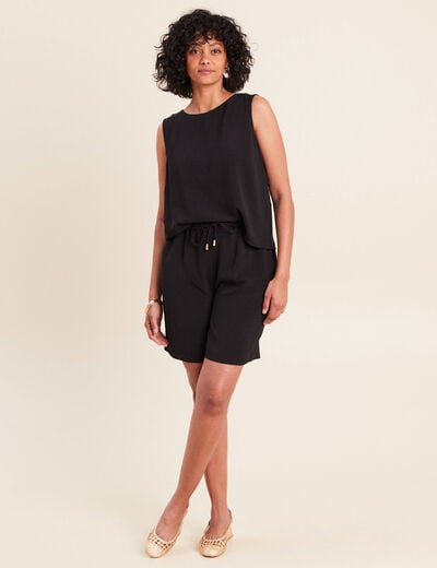 Blouse sans manches col rond fluide noir femme