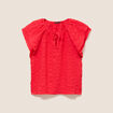 Blouse col v manches courtes fluide rouge femme