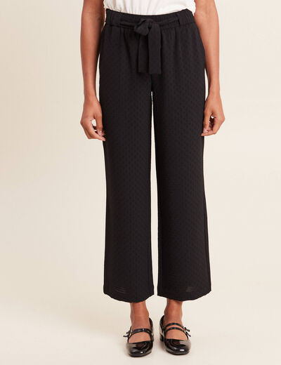 Pantalon flou droit 7/8ème noir femme
